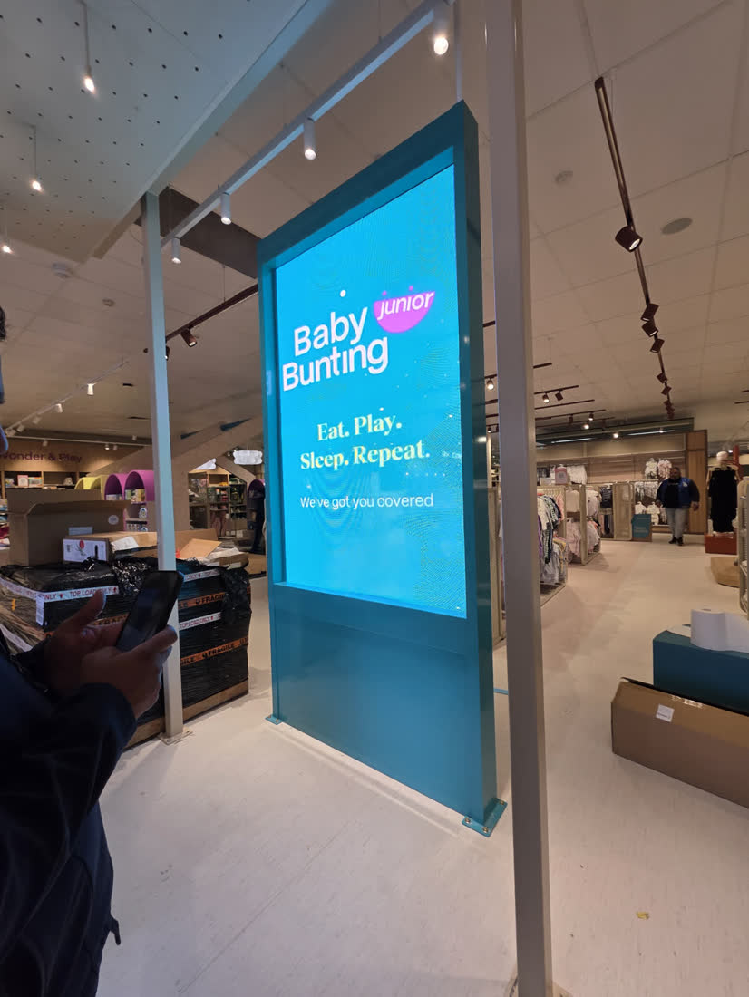 Baby Bunting Geelong — Free-standing transparent totem